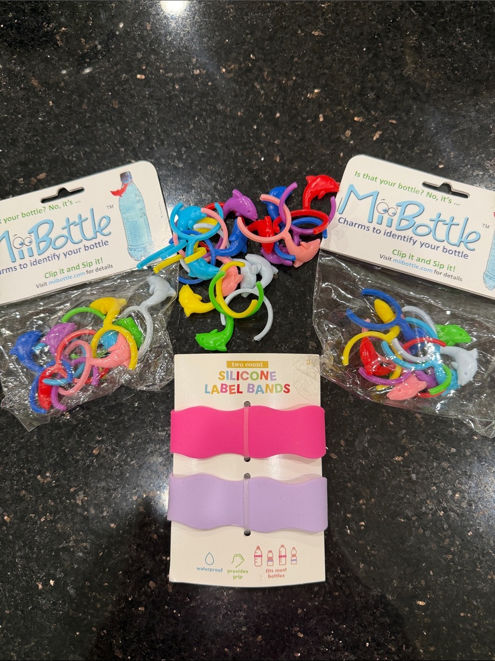MiaBottle Colorful Bottle Charms + Silicone Label Bands